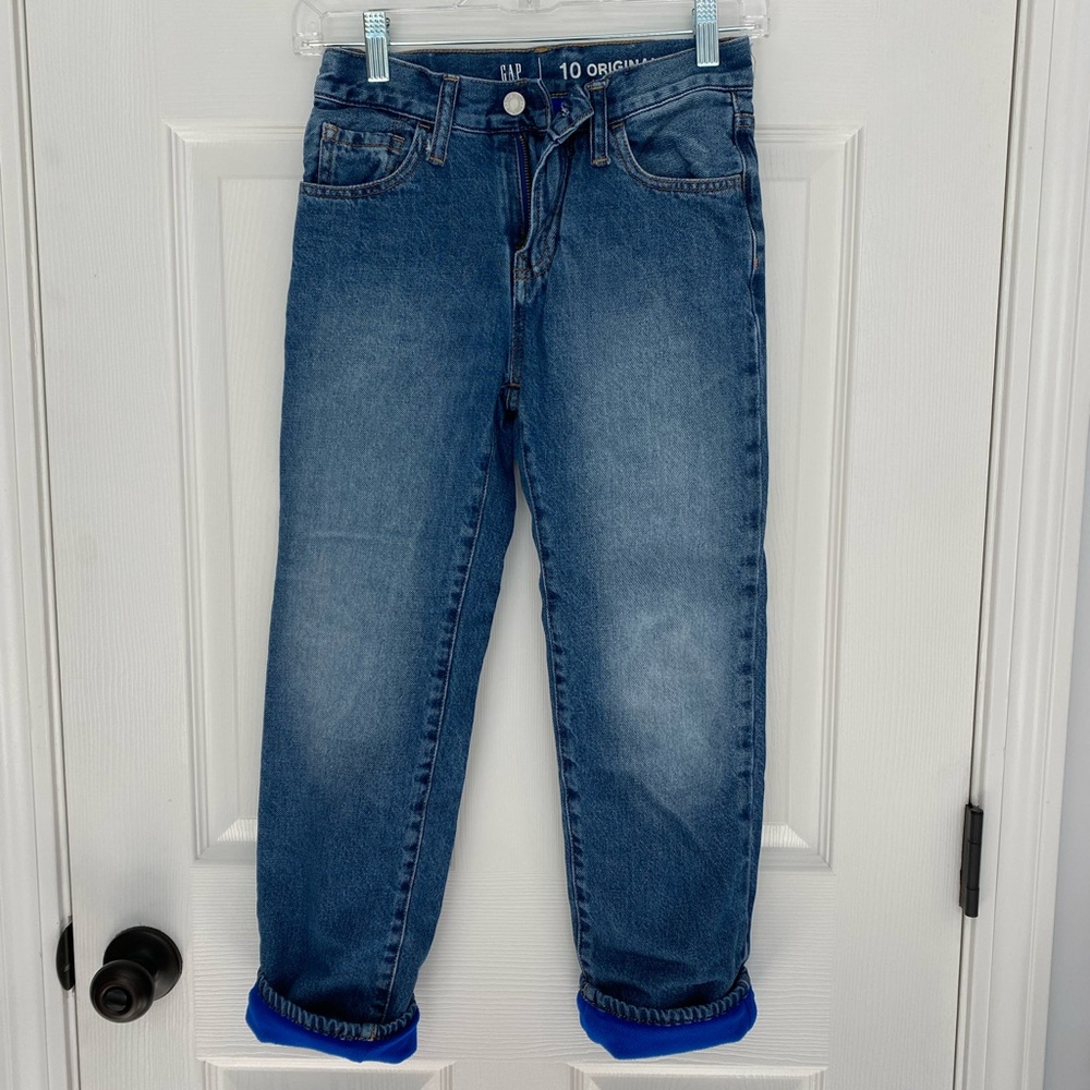 GapKids Blue Denim Fleece lines Jeans size 10. Adjustable waist